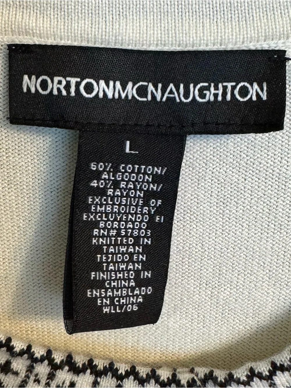 Norton McNaughton Cream Cardigan with Black Embroidery